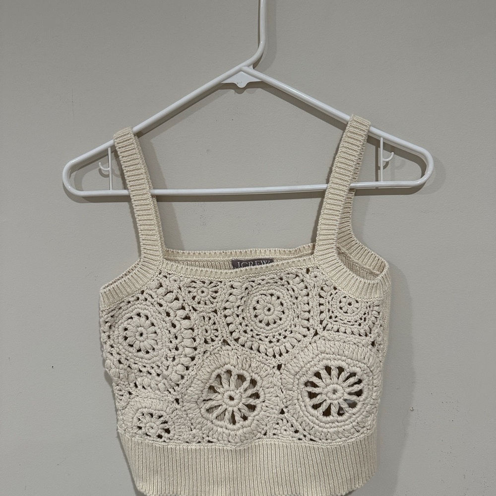 J Crew Cropped Crochet Tank Top XS